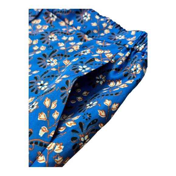 J.Crew Easy Pull On Print Pants Blue Floral Elastic Waist Lines Women’s Size 12 - Picture 9 of 12